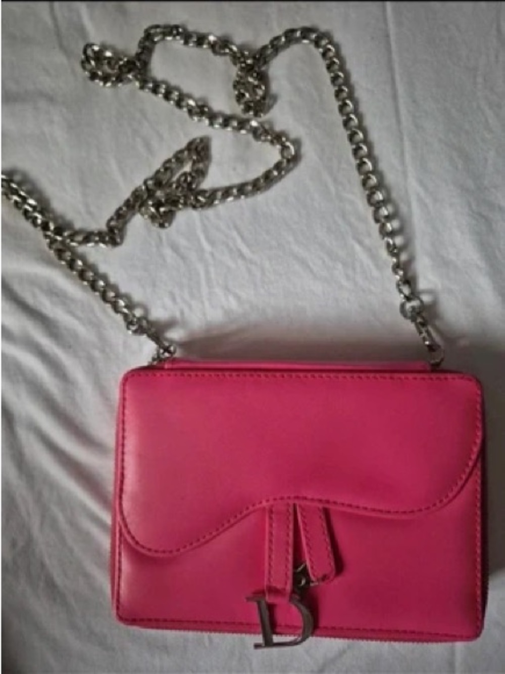 Dior Pink Addict Vanity Pouch with Silver Chain